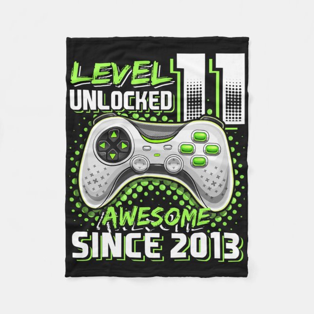 11th Birthday Gamer 11 Year Old Funny Bday Boy Ele Fleece Blanket (Front)