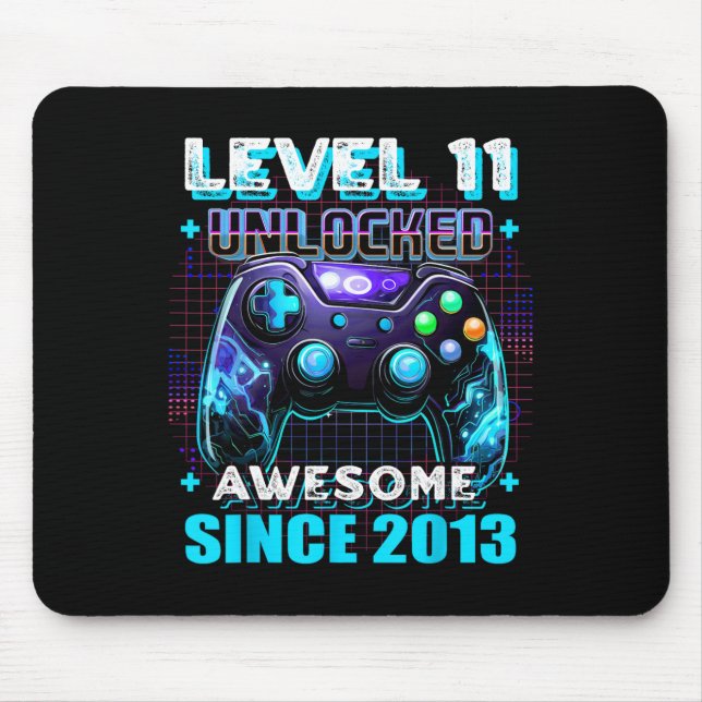 11th Birthday Gamer 11 Year Old Funny Bday Boy Ele Mouse Pad (Front)