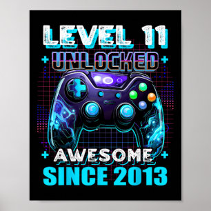11th Birthday Gamer 11 Year Old Funny Bday Boy Ele Poster