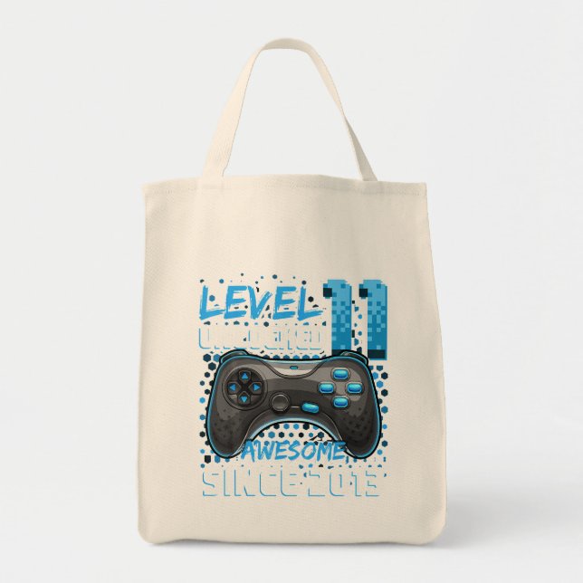 11Th Birthday Gamer 11 Year Old Funny Bday Boy Ele Tote Bag (Front)