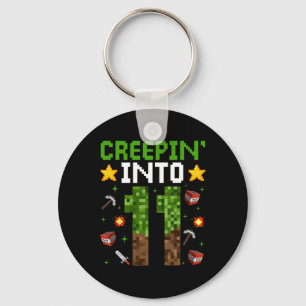 11th Birthday Gamer Pixel Creepin’ Into 11 Video G Keychain