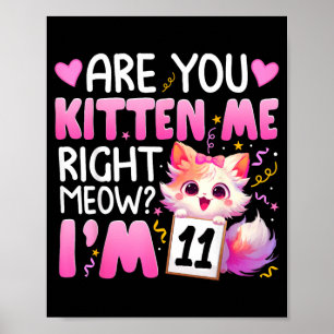 11th Birthday Girl 11yr Eleven 11 Year Old Kitten Poster