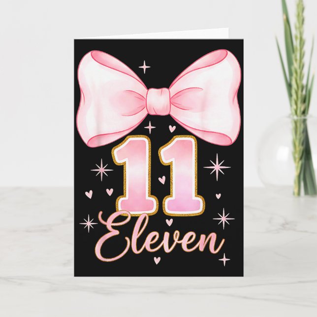 11th Birthday Girl Coquette Bow Its My Eleven Birt Card (Front)