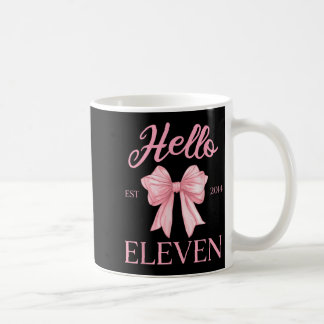 11th Birthday Girl Cute Coquette Bow Hello Eleven Coffee Mug
