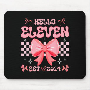11th Birthday Girl Hello Eleven Est 2014 Pink Coqu Mouse Pad