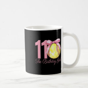 11th Birthday Girl Softll Team Coquette Pink Bow 1 Coffee Mug