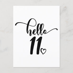 11th Birthday Girls Hello Eleven Cute 11 Years Old Postcard
