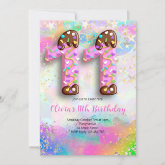 11th Birthday Girls Invitation