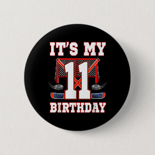 11th Birthday Ice Hockey Player 11 Years Old Party 2 Inch Round Button