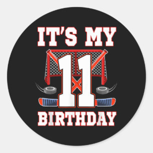 11th Birthday Ice Hockey Player 11 Years Old Party Classic Round Sticker
