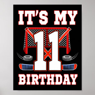 11th Birthday Ice Hockey Player 11 Years Old Party Poster