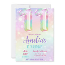 11th Birthday Invitation Girl 11th Birthday Party