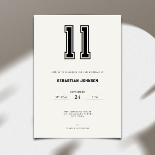 11th Birthday Invitation - Minimal Sport Style