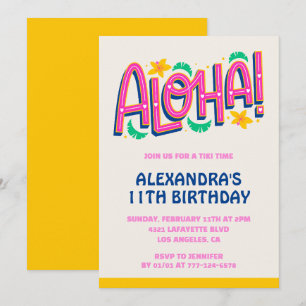 11th birthday invitations Tropical Aloha Hawaii