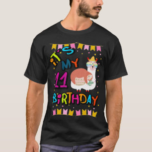11th Birthday Kids 11 Year Old Llama Sloth T-Shirt