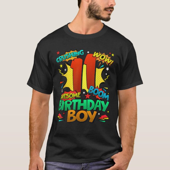 11th Birthday Kids Comic Style Kids Boys 11 Year O T-Shirt (Front)