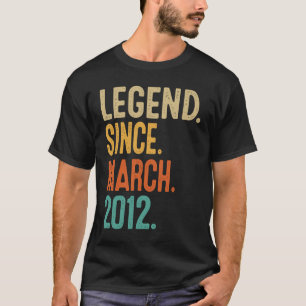 11th Birthday Legend Since March 2012 11 Year Ol T-Shirt