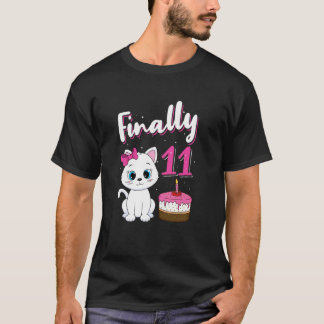 11th Birthday Party 11 Years Cat Owner Kitten Meow T-Shirt