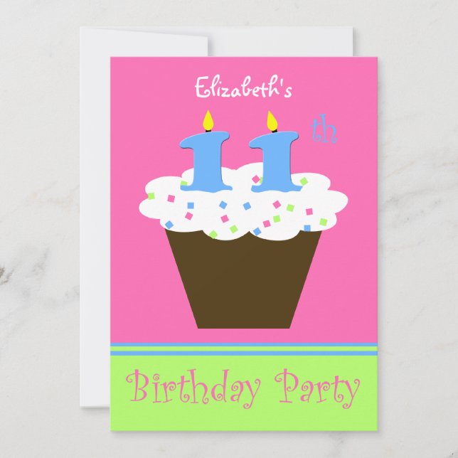 11th Birthday Party Invitation 11 Candles (Front)