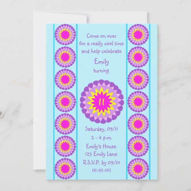 11th Birthday Party Invitation Cool Blue 11 (Front)