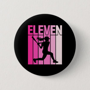 11th Birthday Party Softll Player Eleven Years Old 2 Inch Round Button