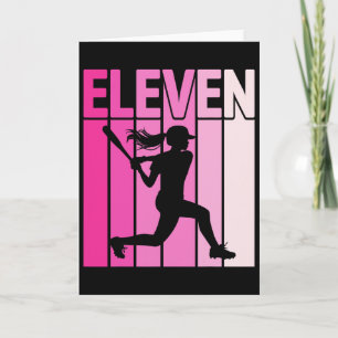 11th Birthday Party Softll Player Eleven Years Old Card