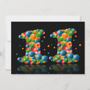 11th Birthday party, with bubbles and balls Invitation