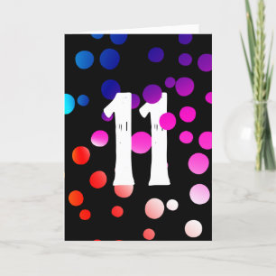 11th Birthday Rainbow Dots on Black Card