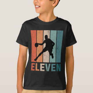 11th Birthday Retro Basketball Lovers Boys Kids 11 T-Shirt