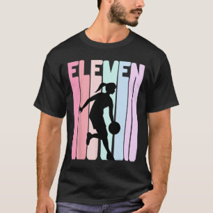 11th Birthday Retro Basketball Player 11 Years Old T-Shirt