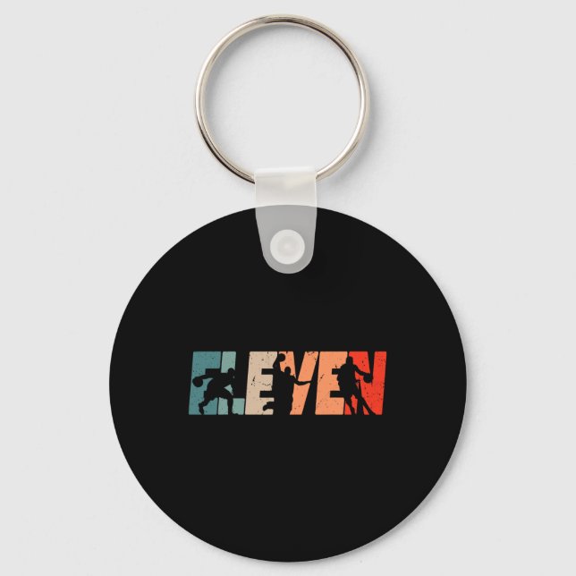 11th Birthday Retro Bysketbyll 11 Years Old Boy Gi Keychain (Front)