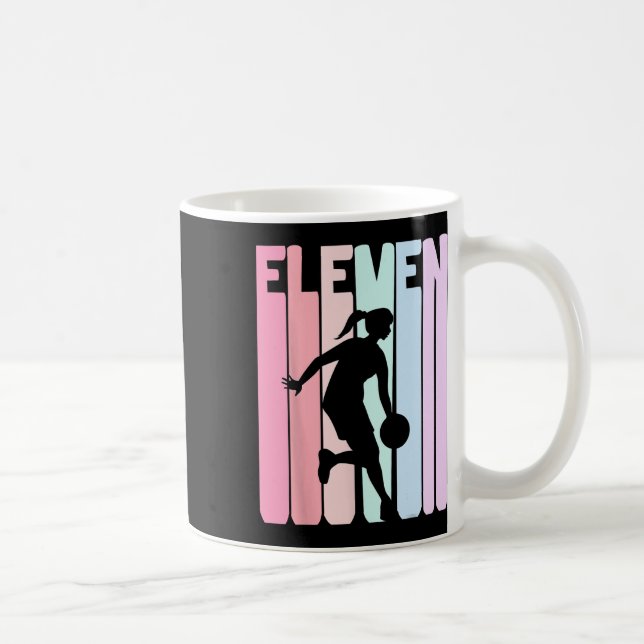 11th Birthday Retro Bysketbyll Player 11 Years Old Coffee Mug (Right)