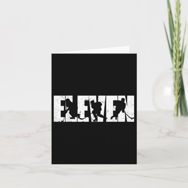 11th Birthday Retro Ice Hockey 11 Years Old Boy Gi Card (Front)