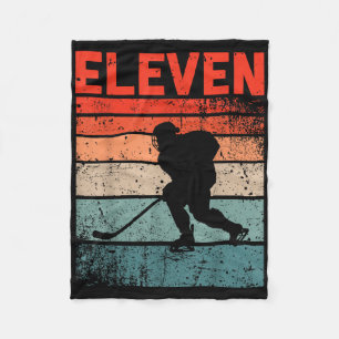 11th Birthday Retro Ice Hockey 11 Years Old Boy Gi Fleece Blanket