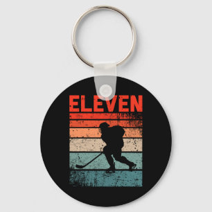 11th Birthday Retro Ice Hockey 11 Years Old Boy Gi Keychain