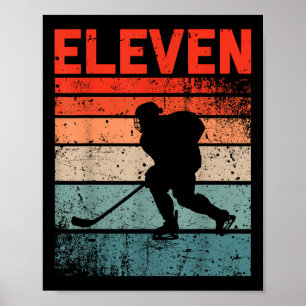 11th Birthday Retro Ice Hockey 11 Years Old Boy Gi Poster