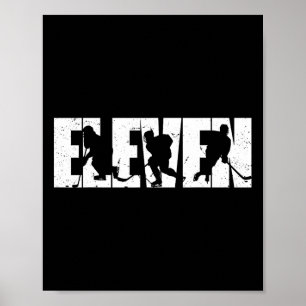 11th Birthday Retro Ice Hockey 11 Years Old Boy Gi Poster