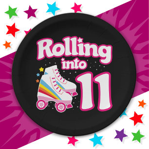 11th Birthday Roller Skating 11 Years Old Skate Paper Plate