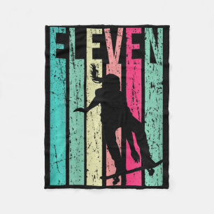 11th Birthday Skater Girl Skateboarding Skating 11 Fleece Blanket
