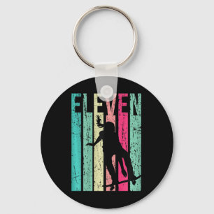 11th Birthday Skater Girl Skateboarding Skating 11 Keychain