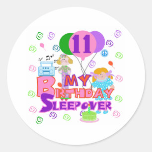 11th Birthday Sleepover Classic Round Sticker