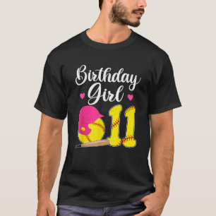 11th Birthday Softball Girls 11 Years Old  T-Shirt
