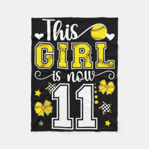 11th Birthday Softll Girl 11 Year Old Softll Playe Fleece Blanket