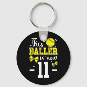 11th Birthday Softll Girl Eleven Year Old Softll P Keychain