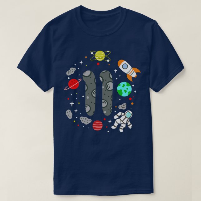 11th Birthday Space Astronaut T-Shirt (Design Front)