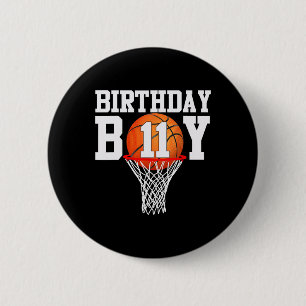 11th Birthday Sport 11 Years Old Bysketbyll 11 Boy 2 Inch Round Button