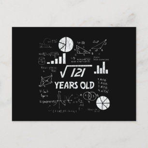 11th Birthday Square Root Math 11 Years Old Bday Postcard