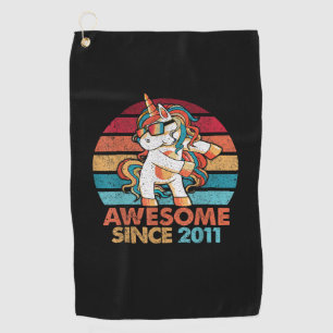 11th Birthday T-Shirt Awesome Since 2011 Unicorn F Golf Towel