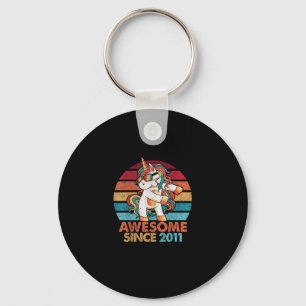11th Birthday T-Shirt Awesome Since 2011 Unicorn F Keychain
