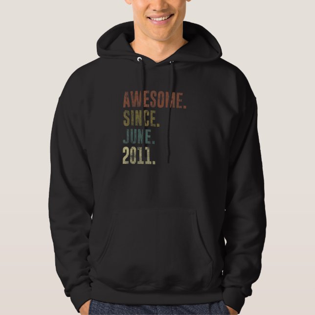 11th Birthday Vintage Awesome Since June 2011 Hoodie (Front)